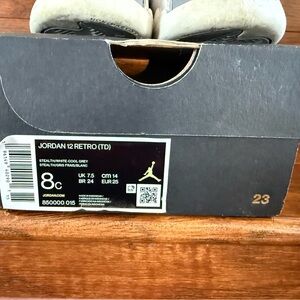 Jordan 12 Retro TD in Stealth and White